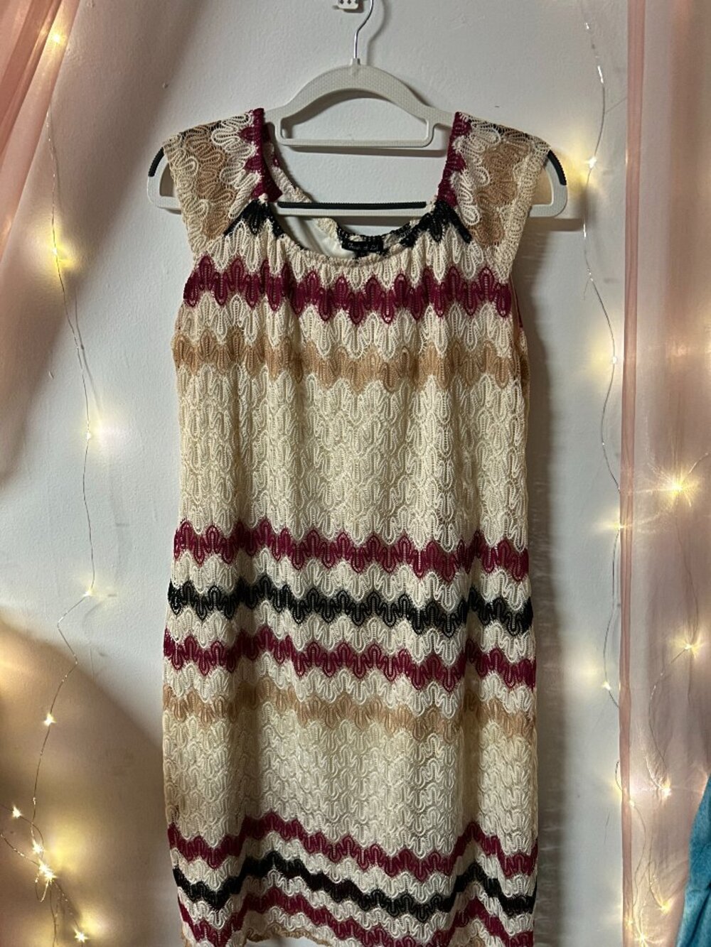 Fresh of LA Crochet Lace Sleeveless Shift Dress Women's Plus Size 1X Boho